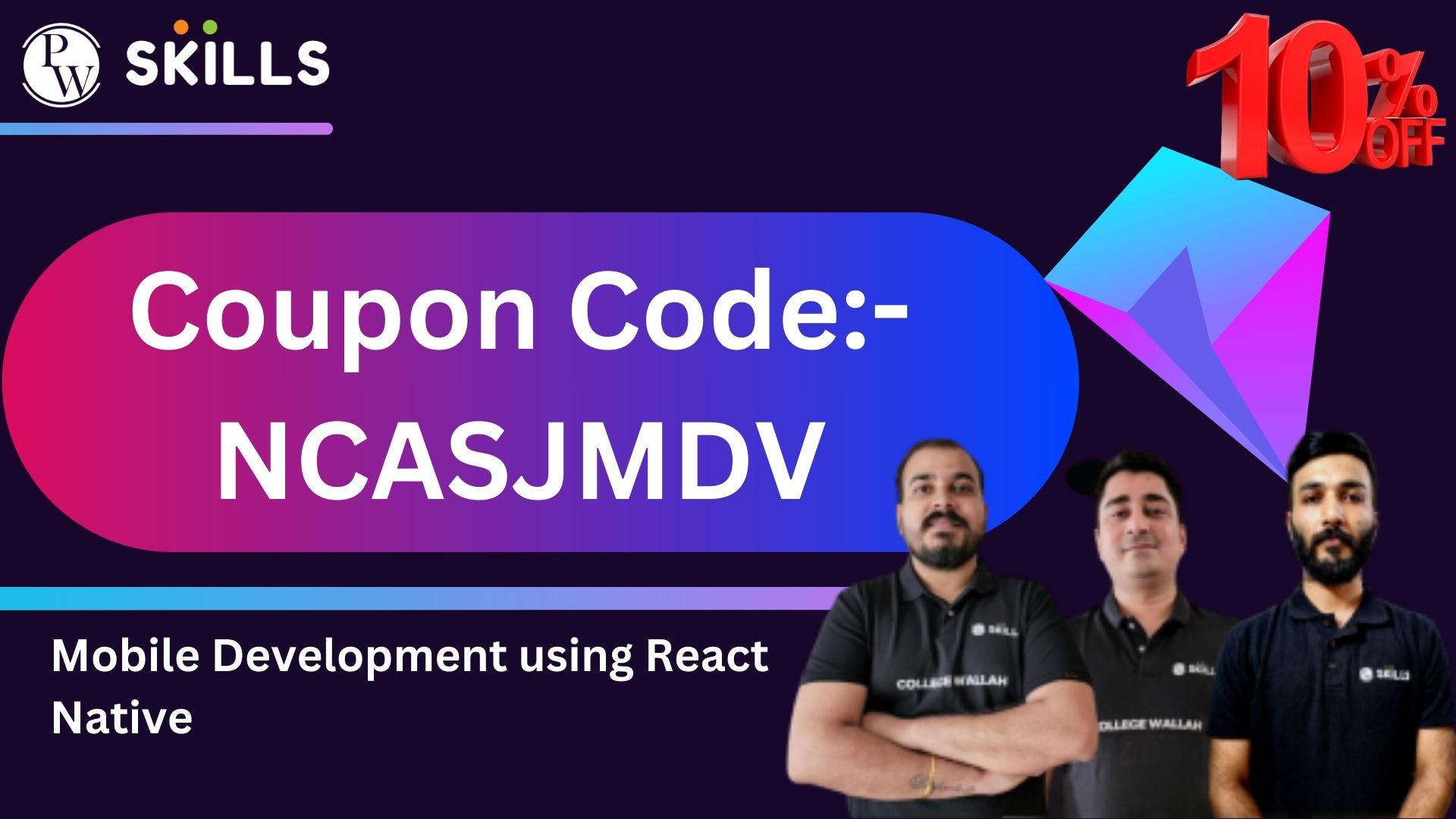Mobile Development using React Native Coupon Code | PW Skills