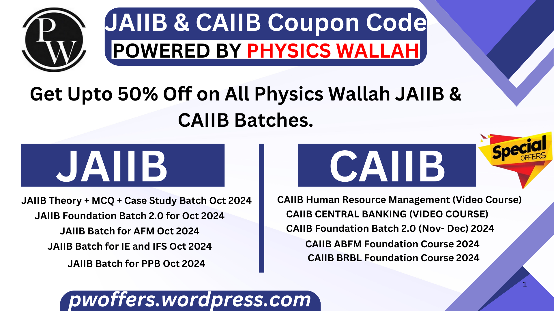 PW JAIIB & CAIIB Batch Coupon Code – Upto 50% Off